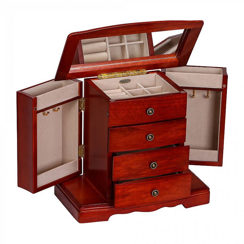 Mele and Co. Harmony Wooden Cherry Finish Musical Jewelry Box