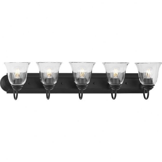 Progress Lighting Calhoun Collection 5 light Vanity Light Matte Black Clear Glass Shades Material Steel