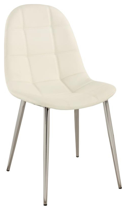 Waffle Tufted Side Chair With Bucket Seat    Set Of 4  White   Midcentury   Dining Chairs   by Homesquare  Houzz