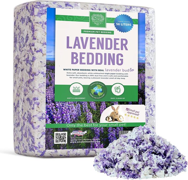 Small Pet Select Paper and Real Natural Lavender Small Pet Bedding， White and Purple， 56-lit