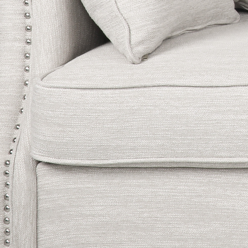 Bonny Fabric Pillowback 3 Seater Sofa With Nailhead Trim   Traditional   Sofas   by GDFStudio  Houzz