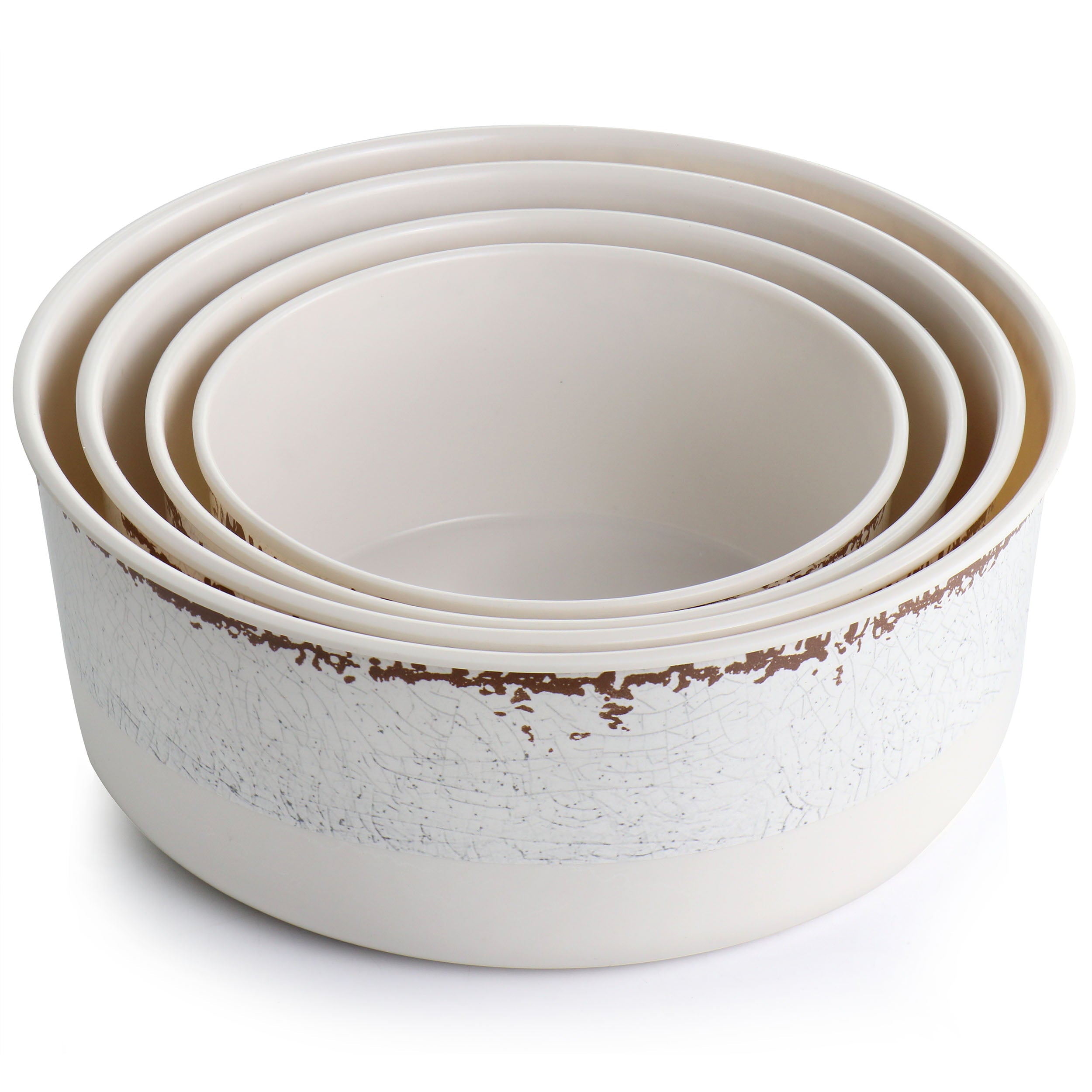 Laurie Gates California Designs Mauna 8 Piece Melamine Nesting Storage Bowl Set in Cracked White