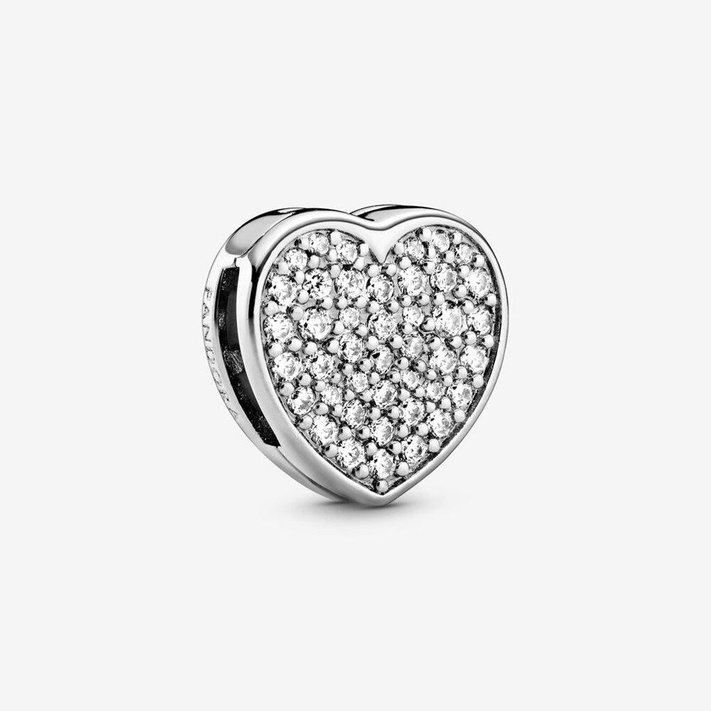 PANDORA  Pavé Heart Clip Charm