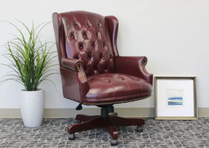 Burgundy High-Back Executive Office Chair