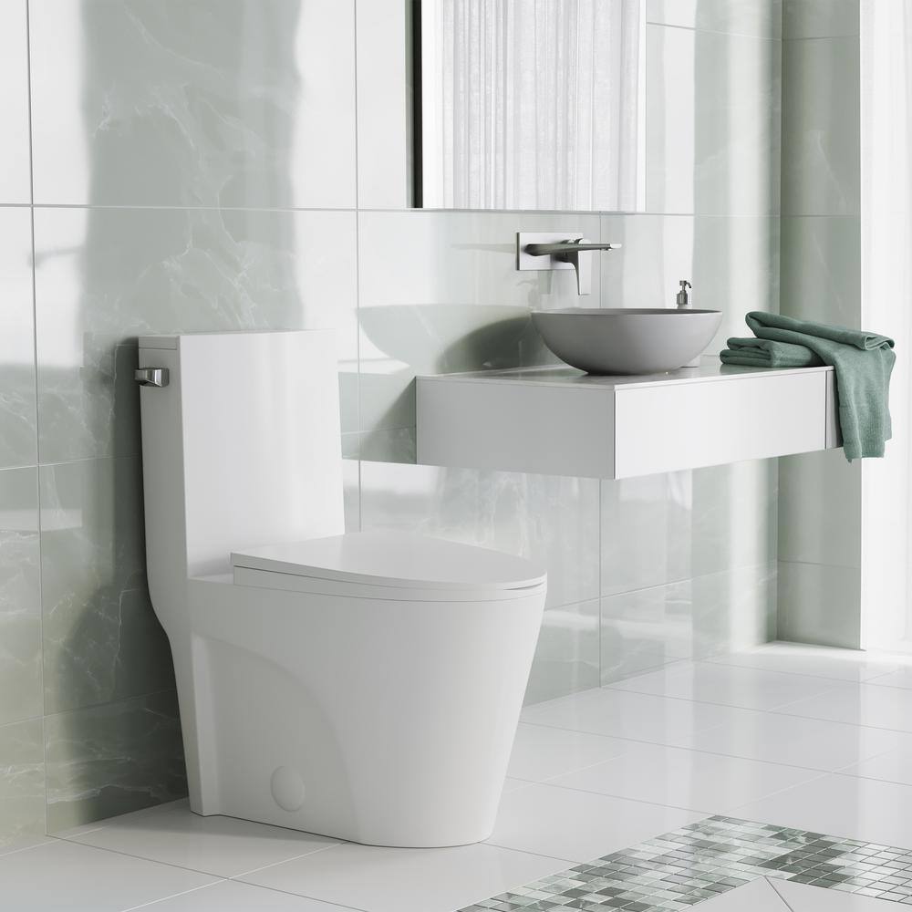 Swiss Madison St. Tropez 1-Piece 1.28 GPF Single Flush Elongated Toilet in White Seat Included SM-1T253