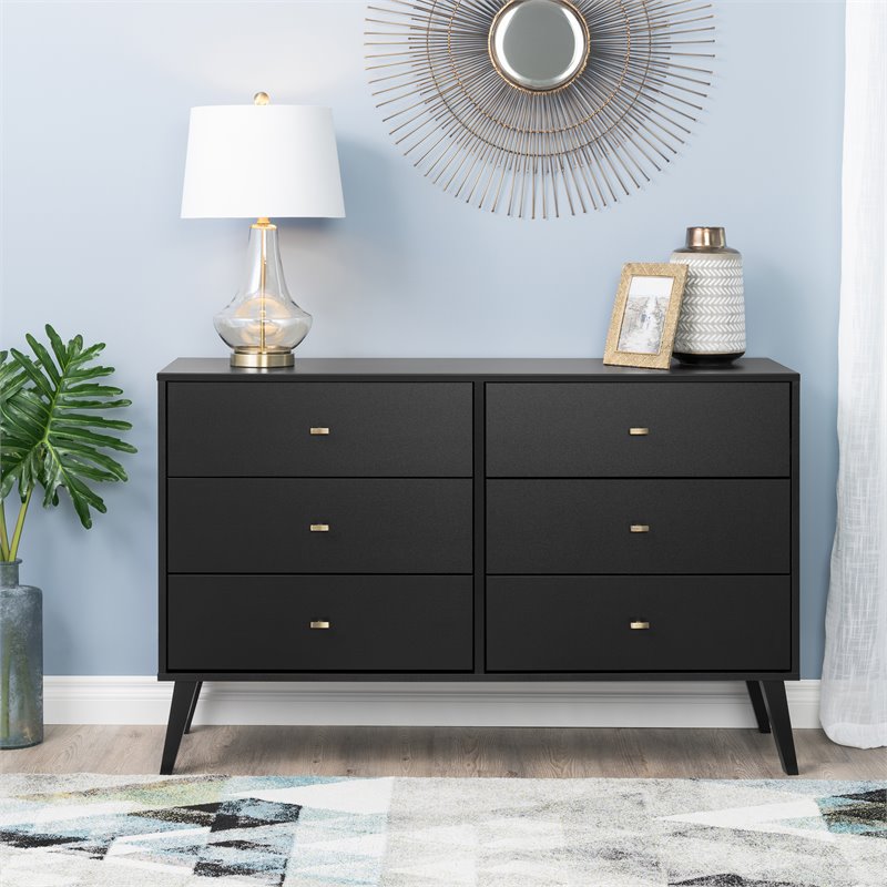 Home Square 2-Piece Set with Modern 2-Drawer Nightstand 6-Drawer Double Dresser