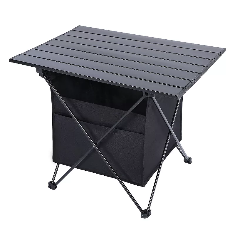 F.C Design Portable Folding Aluminum Alloy Table with High-Capacity Storage and Carry Bag for Camping， Travel， Hiking， Fishing， Beach， BBQ - Medium