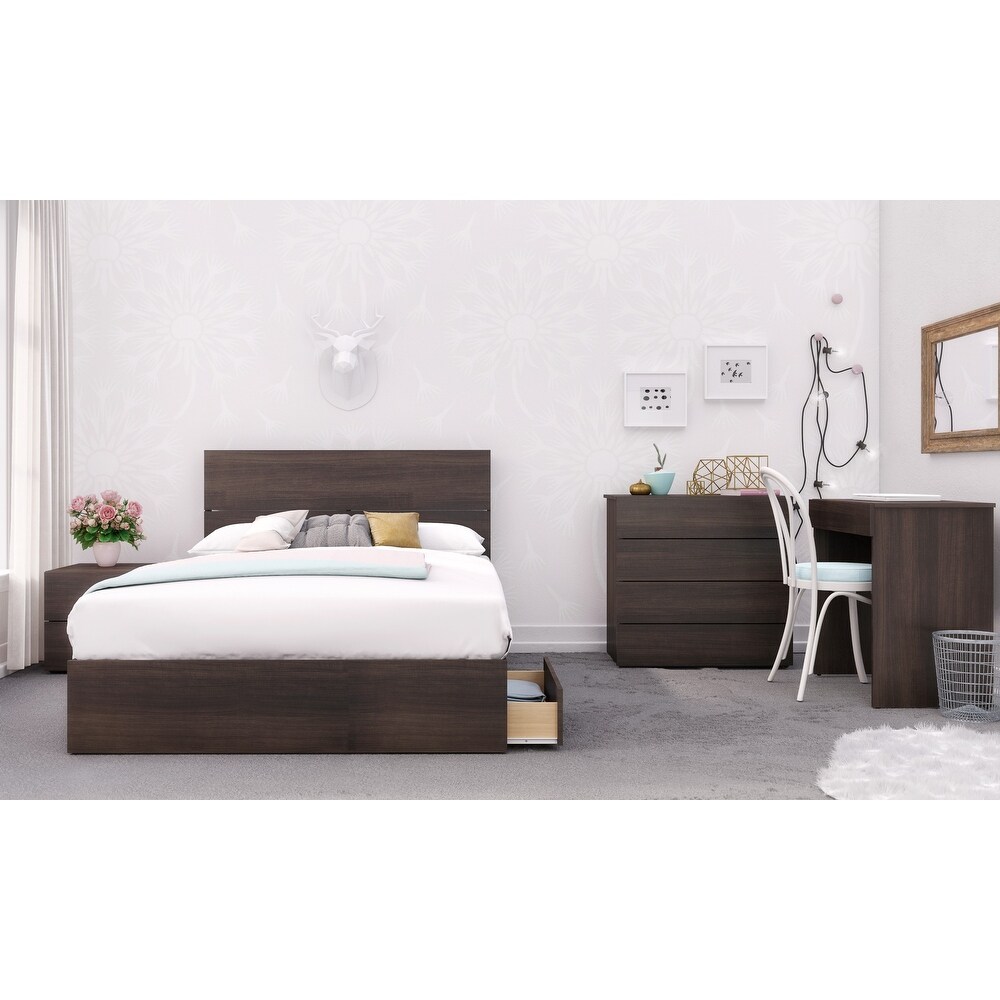 Nexera Storage Bed with Headboard  Ebony