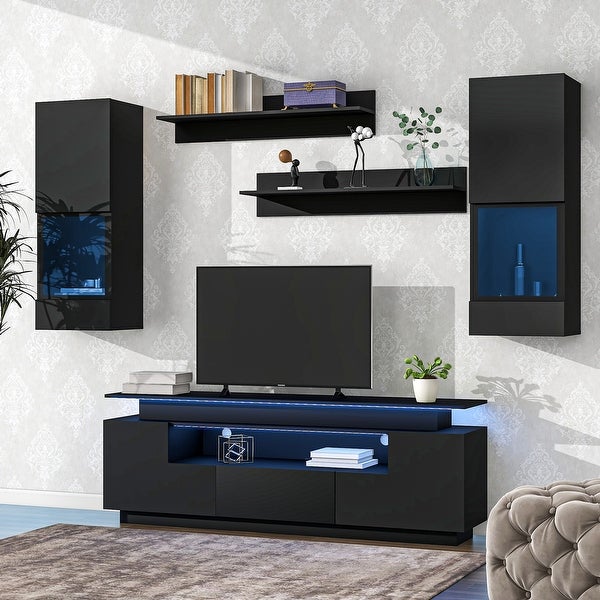 5Pcs Wall Mount Floating TV Stand Entertainment Center up to 75