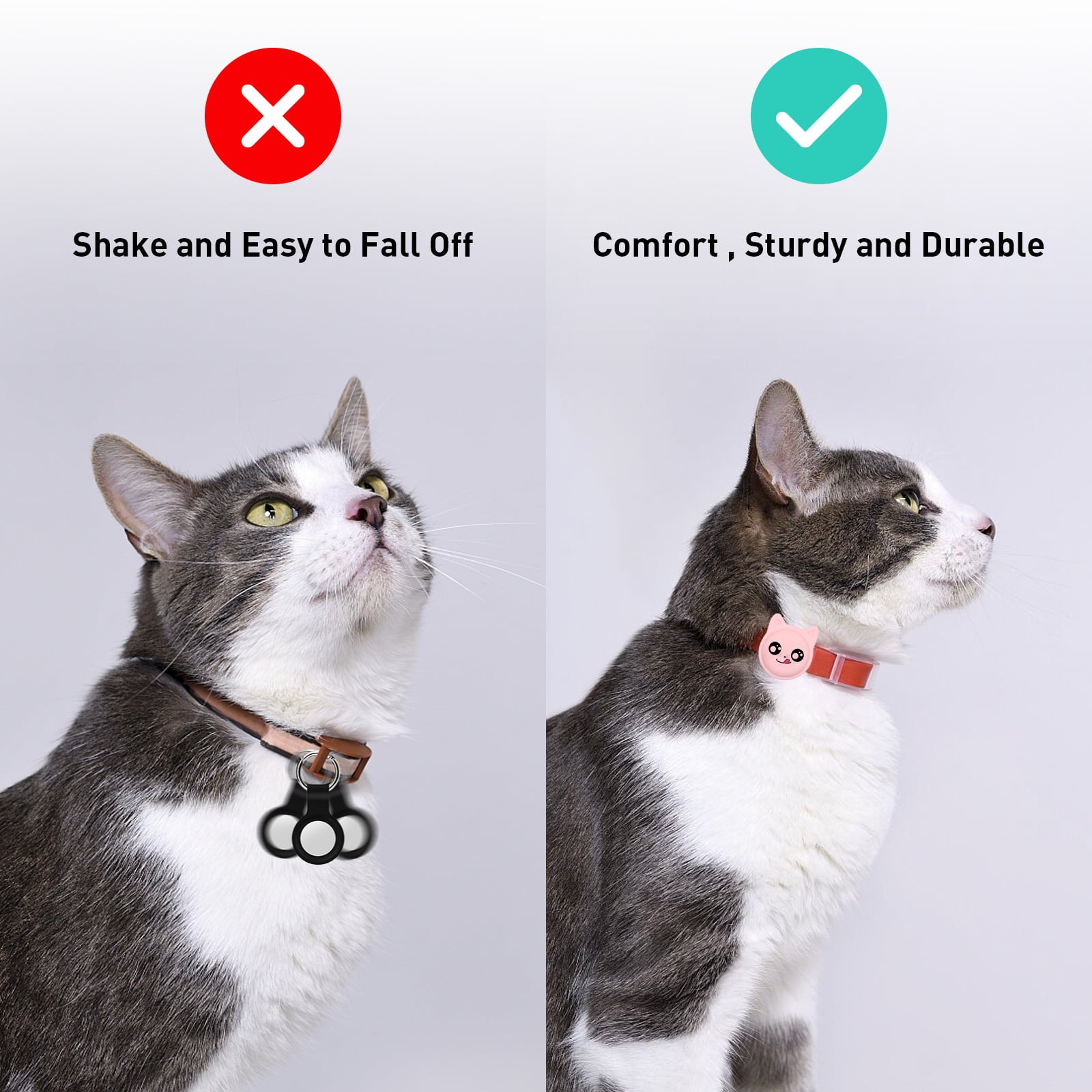 Mingwear Cat Collar Set of 2 Removable Pet Dog Collar Cover for GPS Tracker Fits Most Collar Strap Sizes