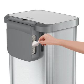 Glad 13 Gal. ALL Stainless Steel Step-On Large Metal Kitchen Trash Can wClorox Odor Protection and Soft-Closing Lid GLD-74525