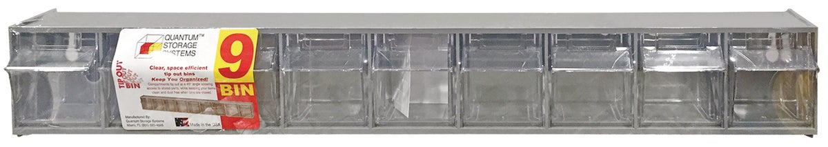 Quantum Storage Tip Out Parts Bin Gray With Clear Bins