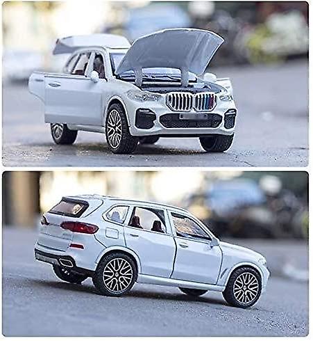 1/32 Scale Diecast Model For Bmw X5 Suv Model Toy Car Simulation Sound Light Pull Back Door Open Toys Vehicle (color : White)