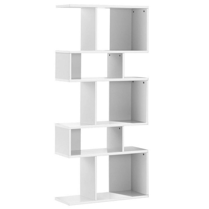 Hivago 5 Cubes Ladder Shelf Corner Bookshelf Display Rack Bookcase