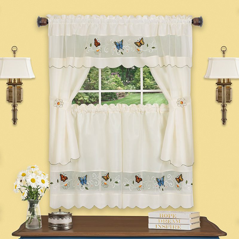 Achim 2-pack Daisy Meadow Embellished Cottage Window Curtain Set