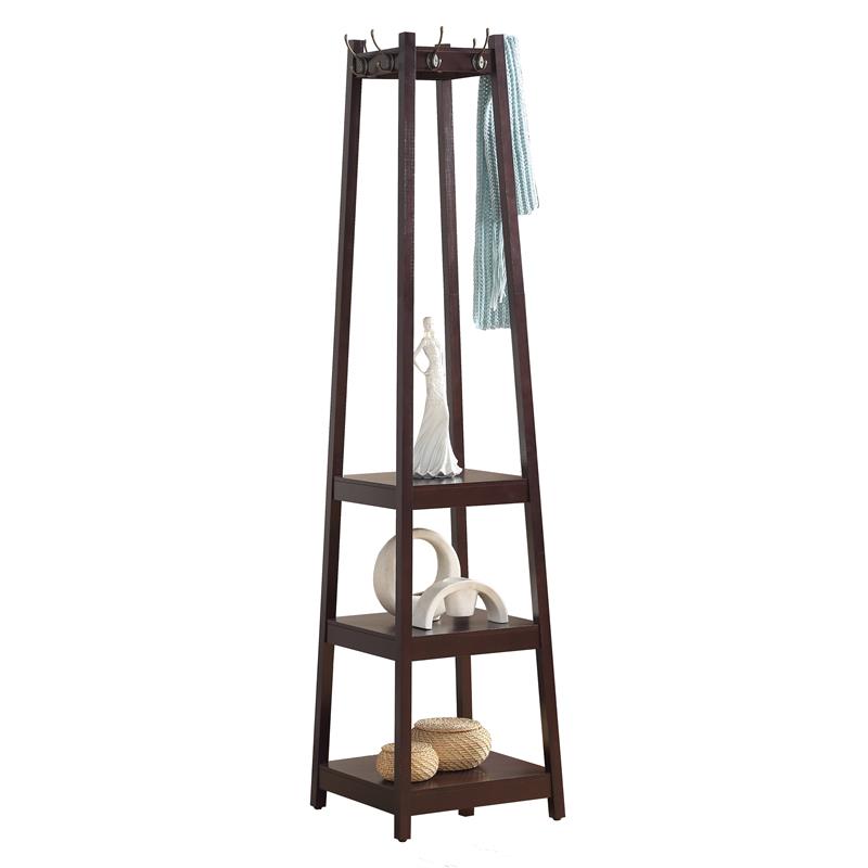 Vassen Coat Rack with 3-Tier Storage Shelves in Espresso Finish