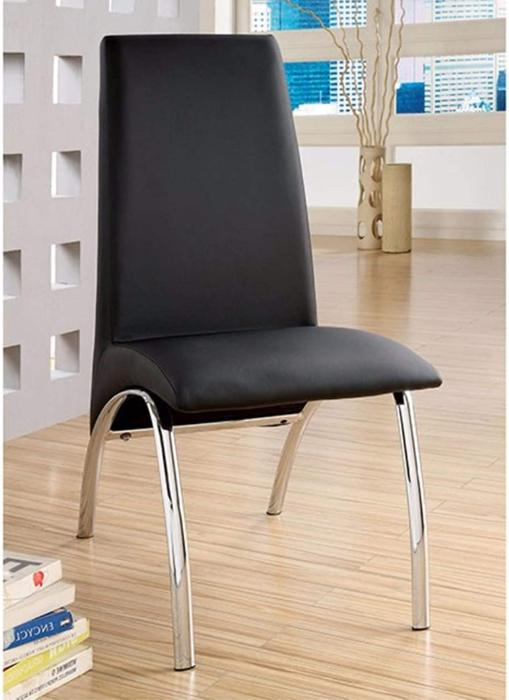 Benzara BM123182 Glenview Contemporary Side Chair  Black Finish Set Of 2   Contemporary   Dining Chairs   by Uber Bazaar  Houzz