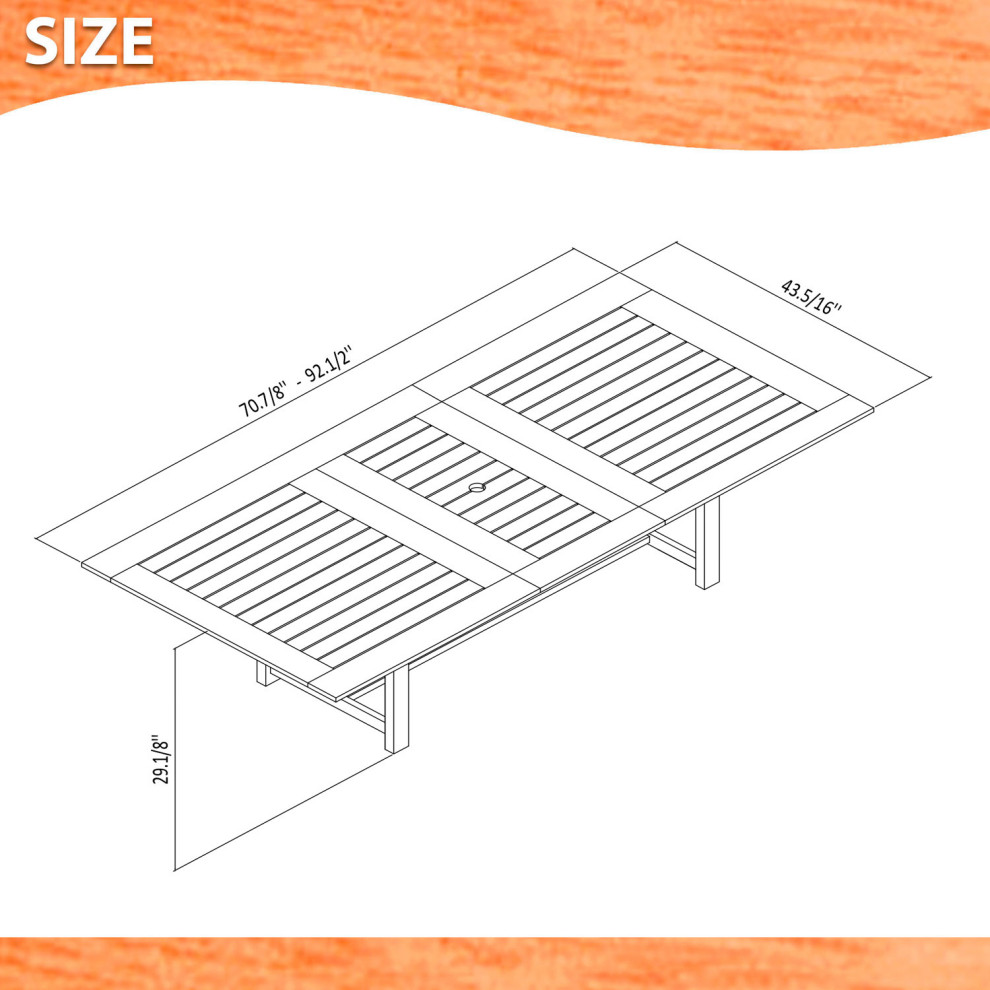 Amazonia Eucalyptus 9 Piece Outdoor Extendable Rectangular Dining Set   Midcentury   Outdoor Dining Sets   by Amazonia  Houzz