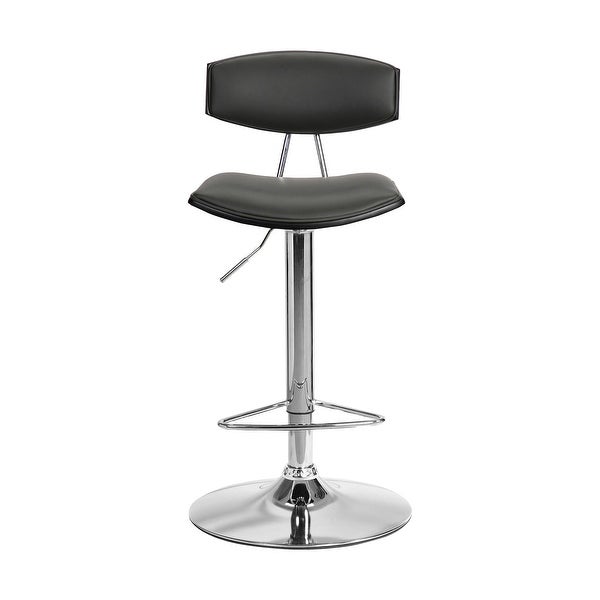 Gray Faux Leather Adjustable Chrome Base Swivel Bar Stool - 42.5 x 16.5 x 19.75