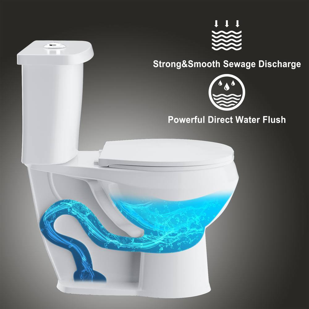 Two-Piece 1.11.6 GPF Dual Flush Elongated Toilet in White Seat Included HKD-TPT2488T-W