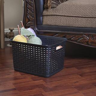 Sterilite 12736 Tall Wicker Weave Plastic Laundry Storage Basket Brown (6 Pack) 6 x 12736P06