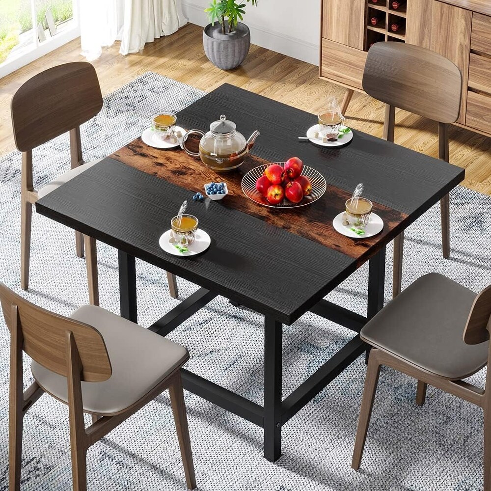 Rustic suqare dining kitchen room table for 4 ，dinner table for small space