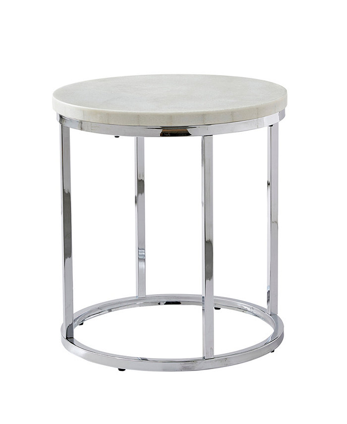 Steve Silver Echo 22 Round Marble and Chrome End Table