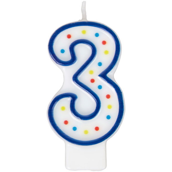 Wilton 2811 268 Number 3 Blue Birthday Candle