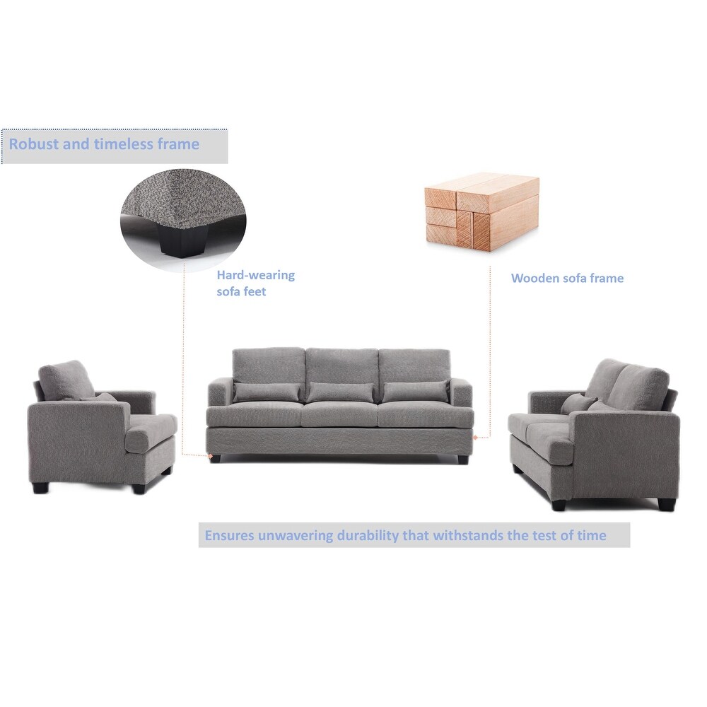 Modern 3 Piece Living Room Sofa Set