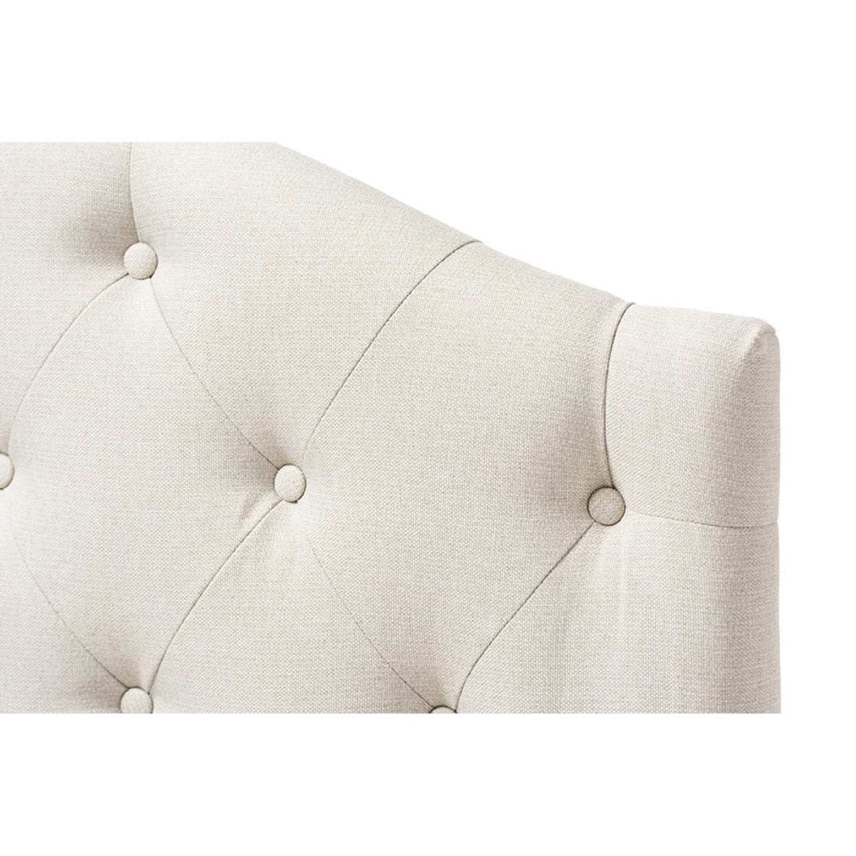 Baxton Studio Myra Modern and Contemporary Light Beige Fabric Upholstered Button-Tufted Scalloped Twin Size