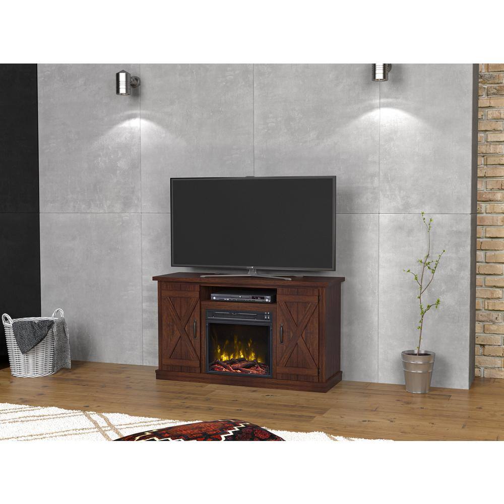 Classic Flame Cottonwood 47.50 in. Media Console Electric Fireplace TV Stand in Saw Cut Espresso 18MM6127-PD01S