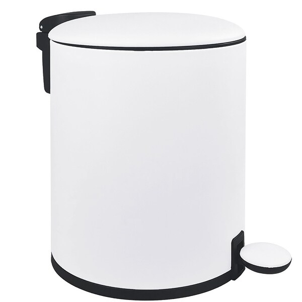 1.3 gal Step On Garbage Can with Plastic Inner Bucket White