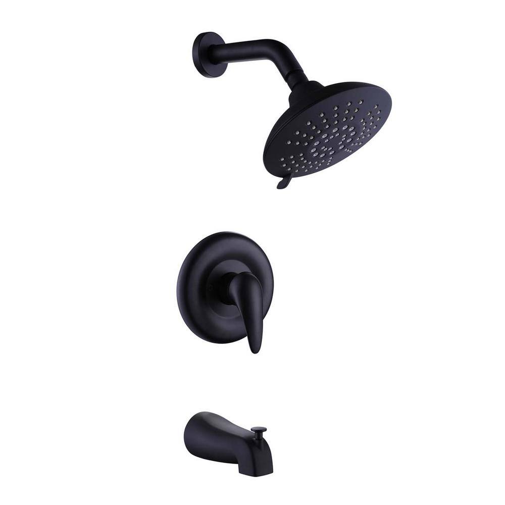 GIVING TREE Single-Handle 5-Spray Tub and Shower Faucet in Matte Black (Valve Included) HDYN-MM0021