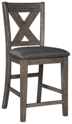 Signature Design by Ashley 24.5 Caitbrook Rustic Counter Height Upholstered Barstool， 2 Count， Gray