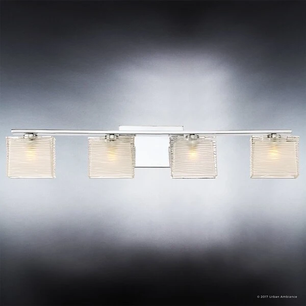 Luxury Transitional Polished Chrome 4-light Bathroom Vanity Light - 6.75