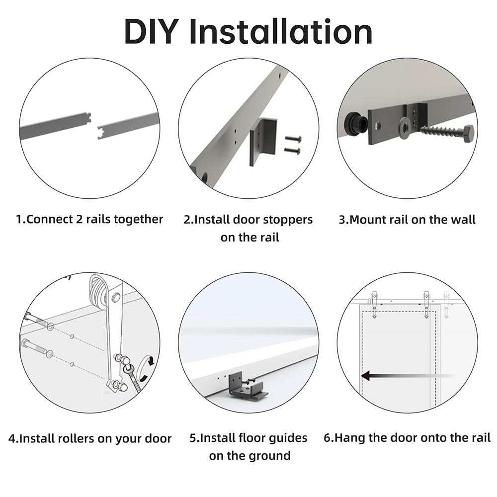 Yescom 6 ft Sliding Barn Door Hardware Kit Track Black Arrow