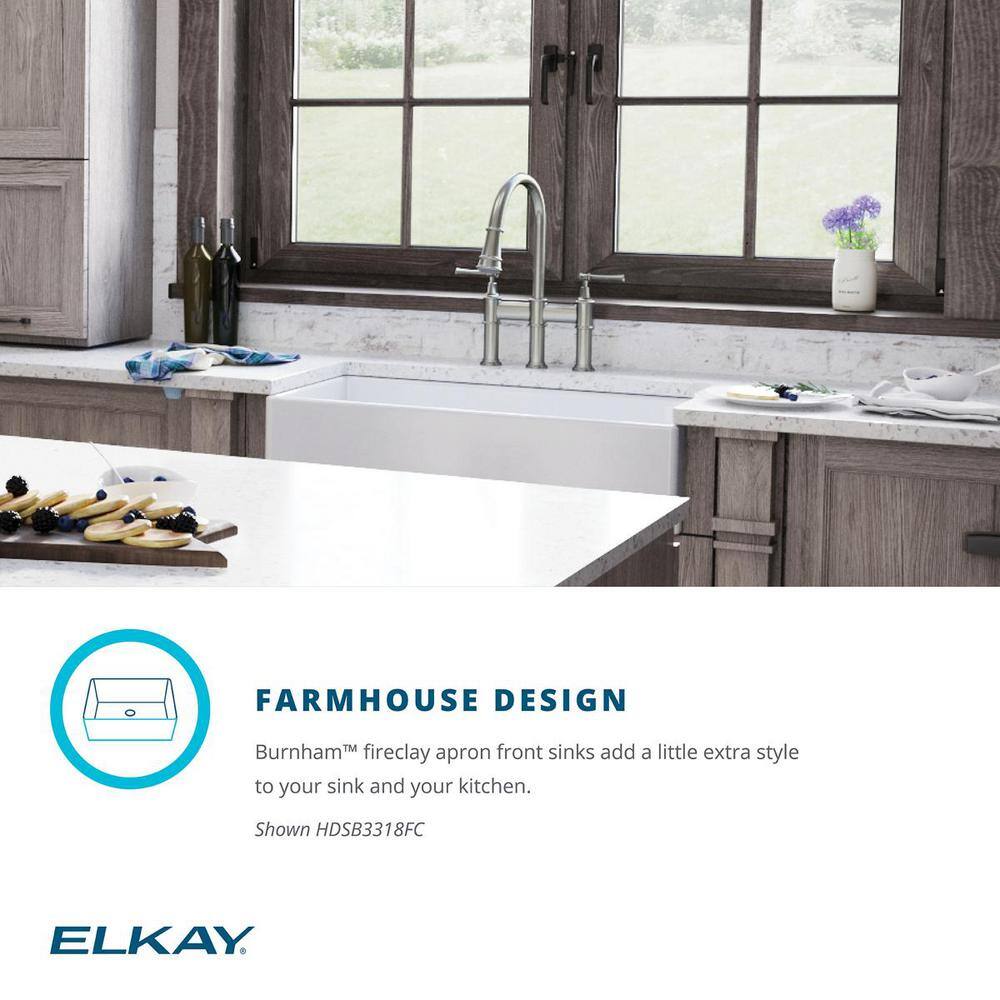 Elkay Burnham White Fireclay 33 in. Single Bowl Farmhouse Apron Kitchen Sink HDSB3318FC