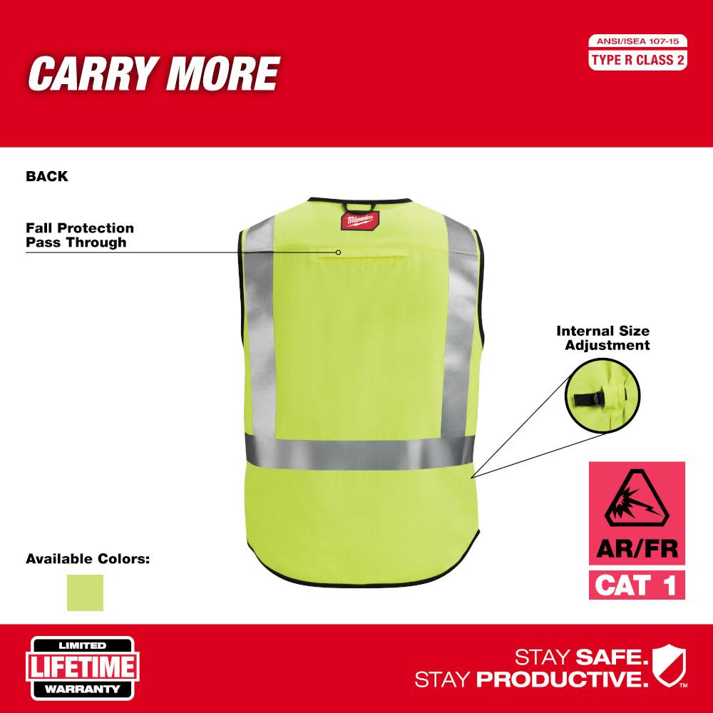 Milwaukee High Vis Safety Vest Yellow Class 2 AR/FR Cat 1  4XL/5XL