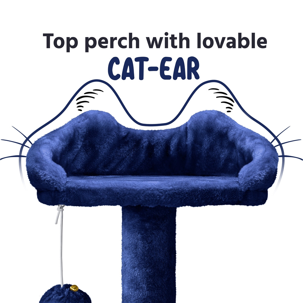 Topeakmart  54.5'' Cat Tree Condo Kitten Tree Tower Cat Kitten Scratching Tree Navy Blue