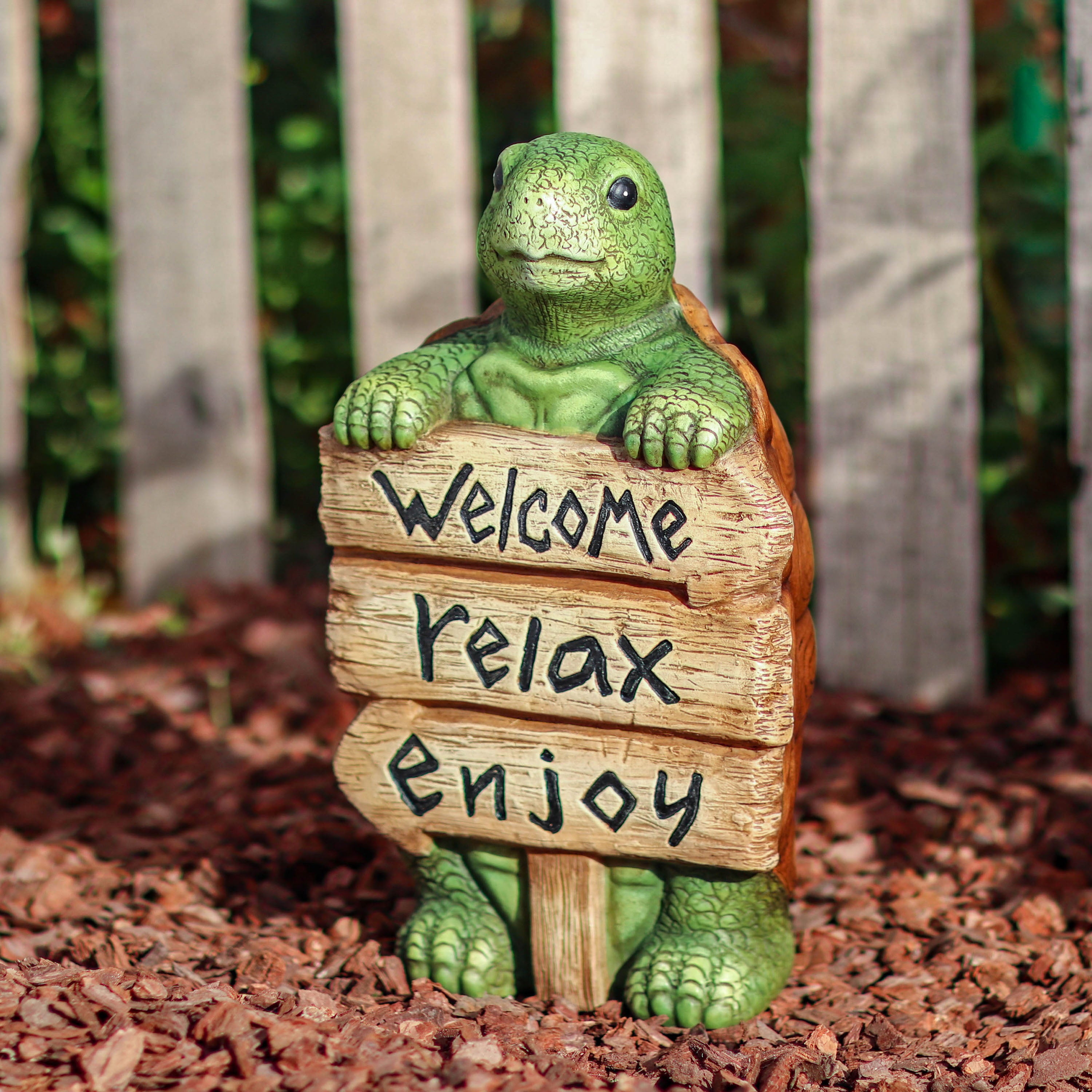 Mainstays Outdoor Welcome Relax Enjoy Turtle Garden Statue