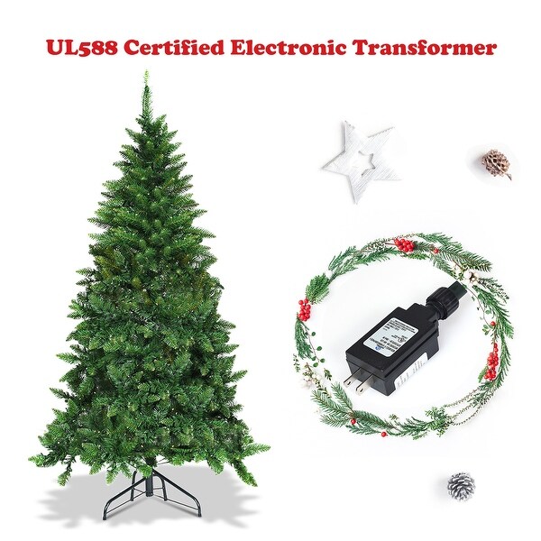 Gymax 5ft LED Prelit Half Christmas Tree PVC Artificial Tree w/ 8