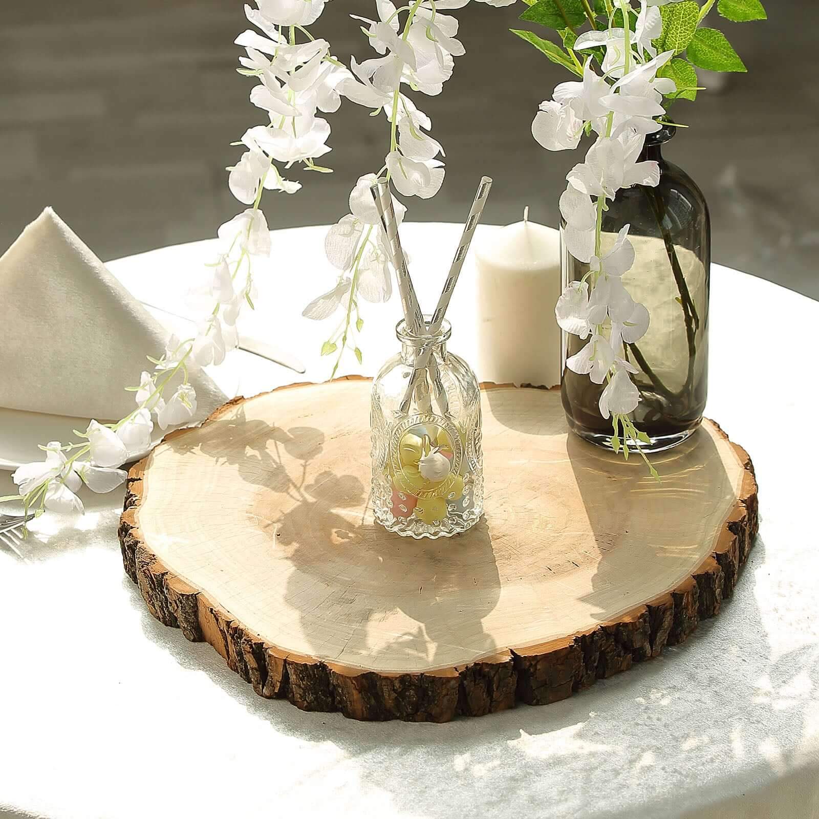 Round Rustic Wood Slices, Poplar Wood Slabs Natural Color, Table Centerpieces 18