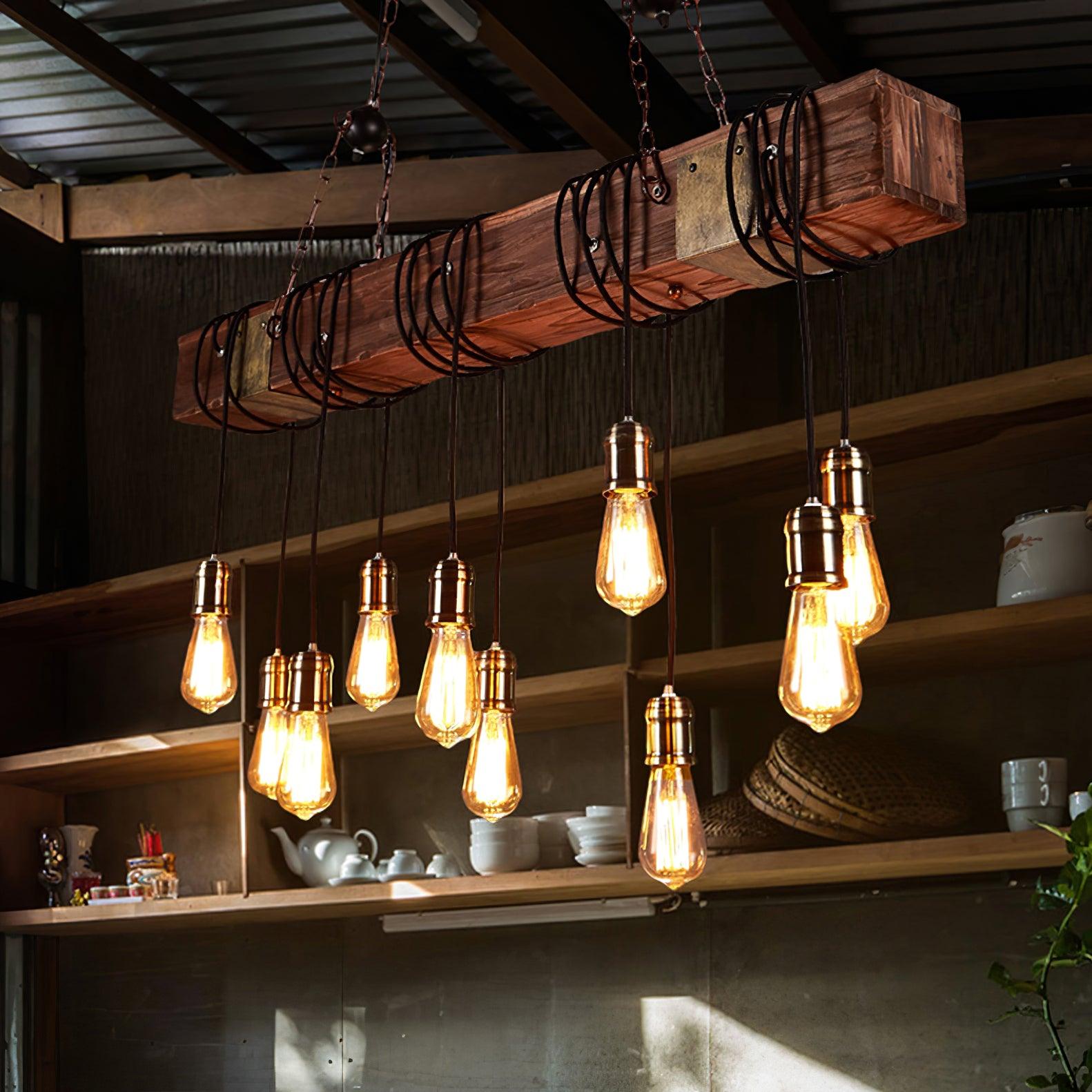 Wood Hanging Multi Chandelier