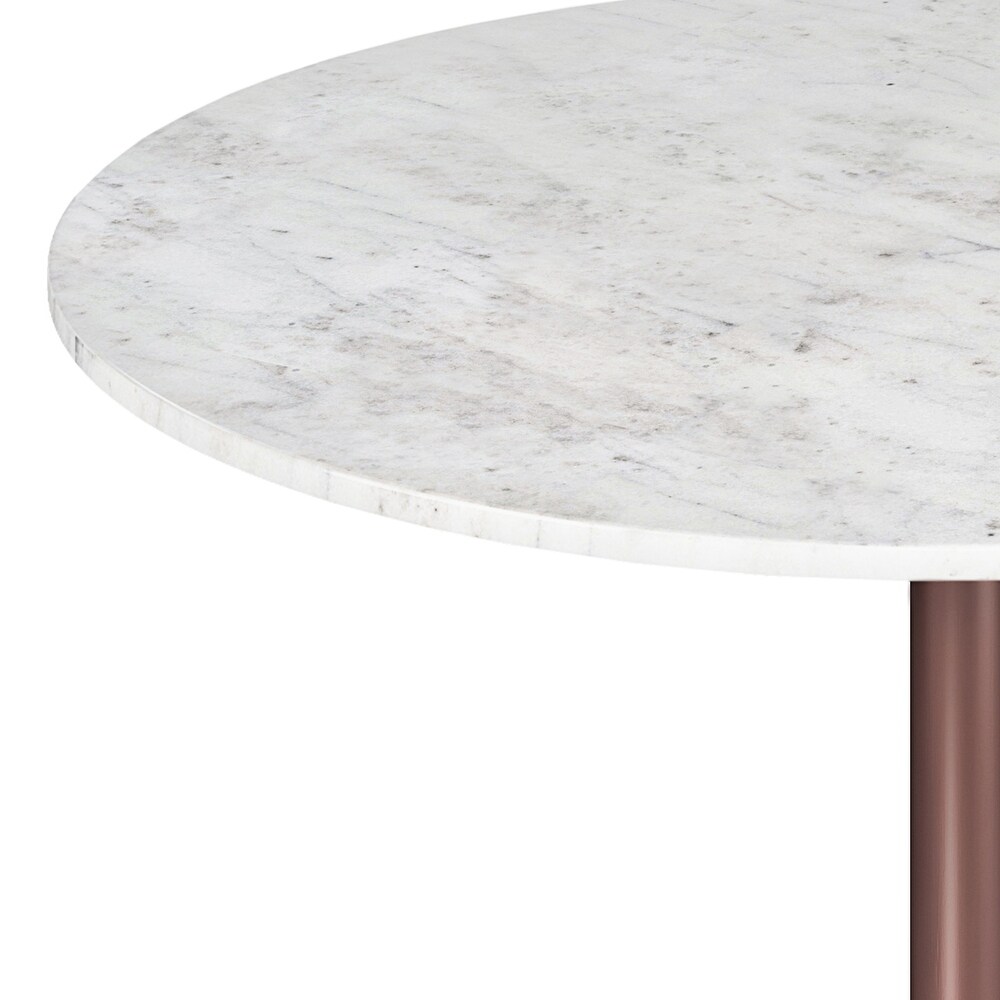 WYNDENHALL Whaler and Iron 36 inch x 36 inch Round Contemporary Dining Table in White/Copper   36\