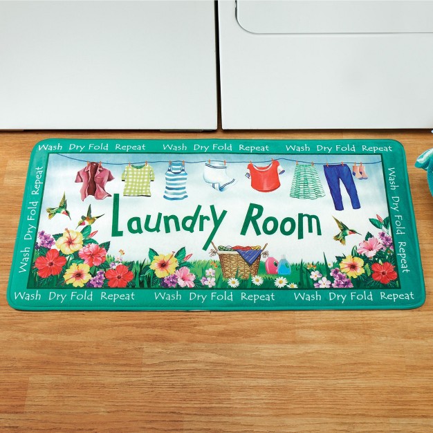 Collections Etc Colorful Summer Hummingbird Laundry Room Mat