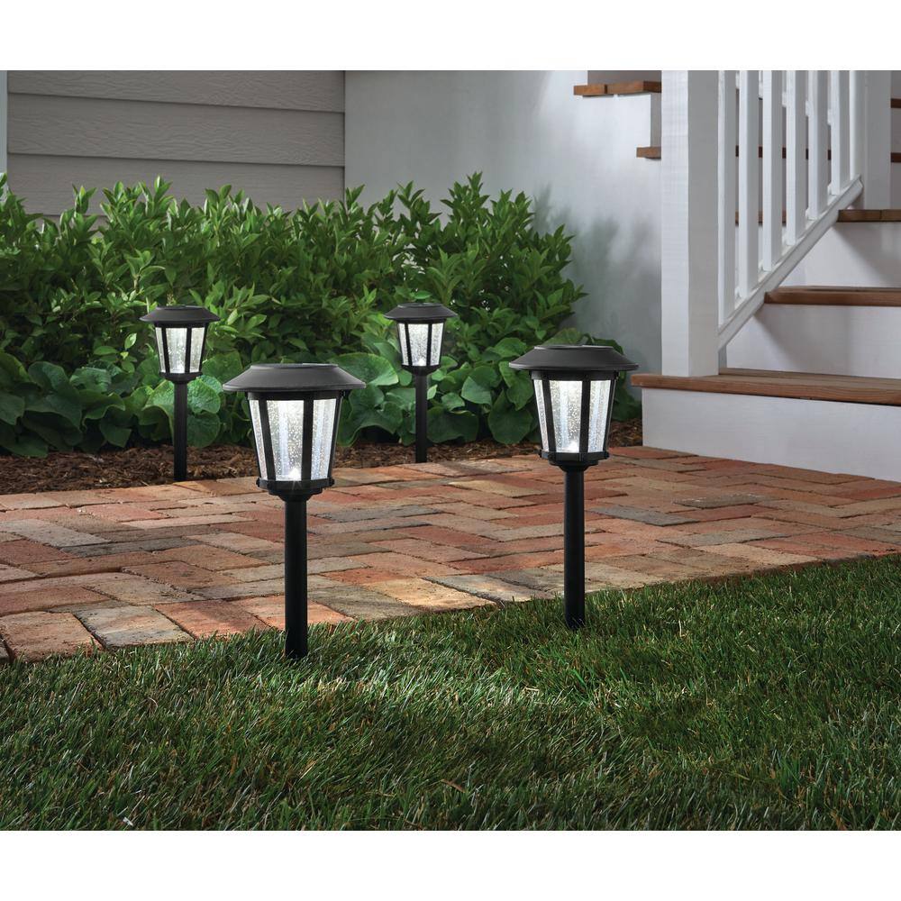 Hampton Bay Old World Solar Gray Integrated LED Path Light (4-Pack) 50200