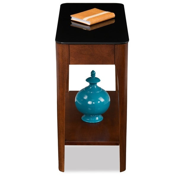 Copper Grove Hemer Narrow End Table with Black Glass Top