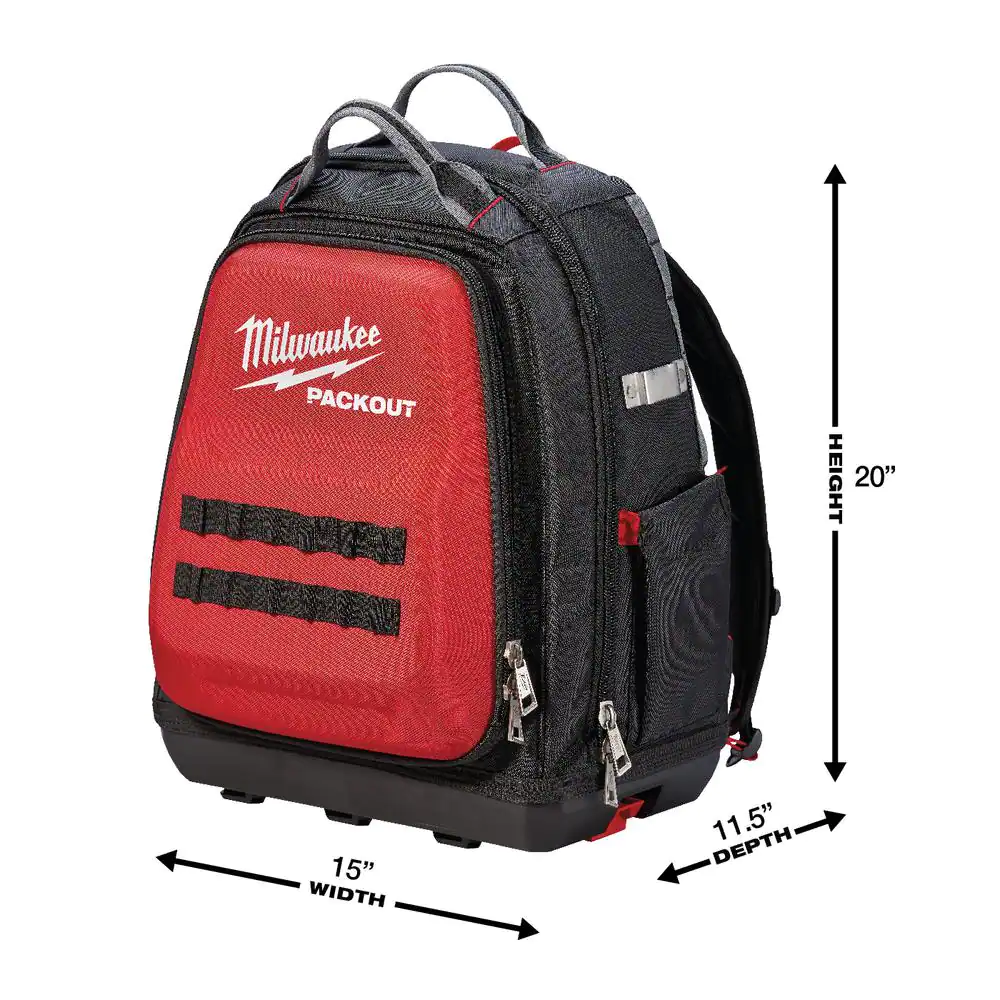 Milwaukee 15 in. PACKOUT Backpack with (3-Pack) Multi-Size Tool Bags