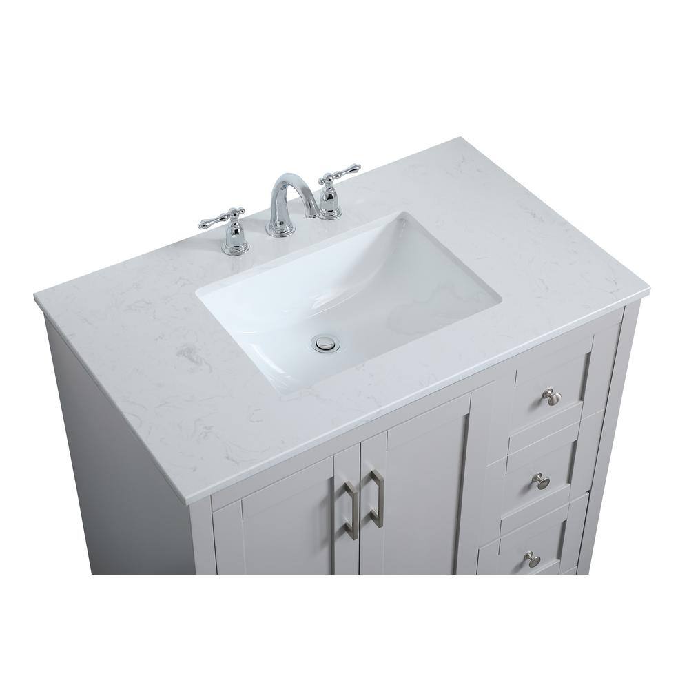 Timeless Home 36 in. W x 22 in. D x 34 in. H Single Bathroom Vanity in Grey with Calacatta Quartz TH34036Grey