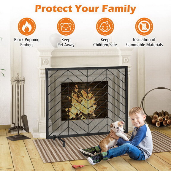 Costway 38 x 31 Inch Single Panel Fireplace Screen...